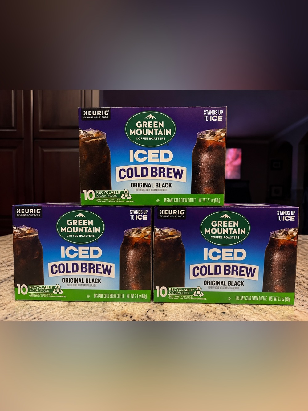 3 boxes 30pods Keurig Green Mountain Iced Cold Brew Original black